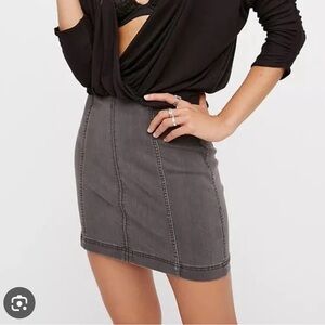 Free People Modern Femme Mini Skirt Gray